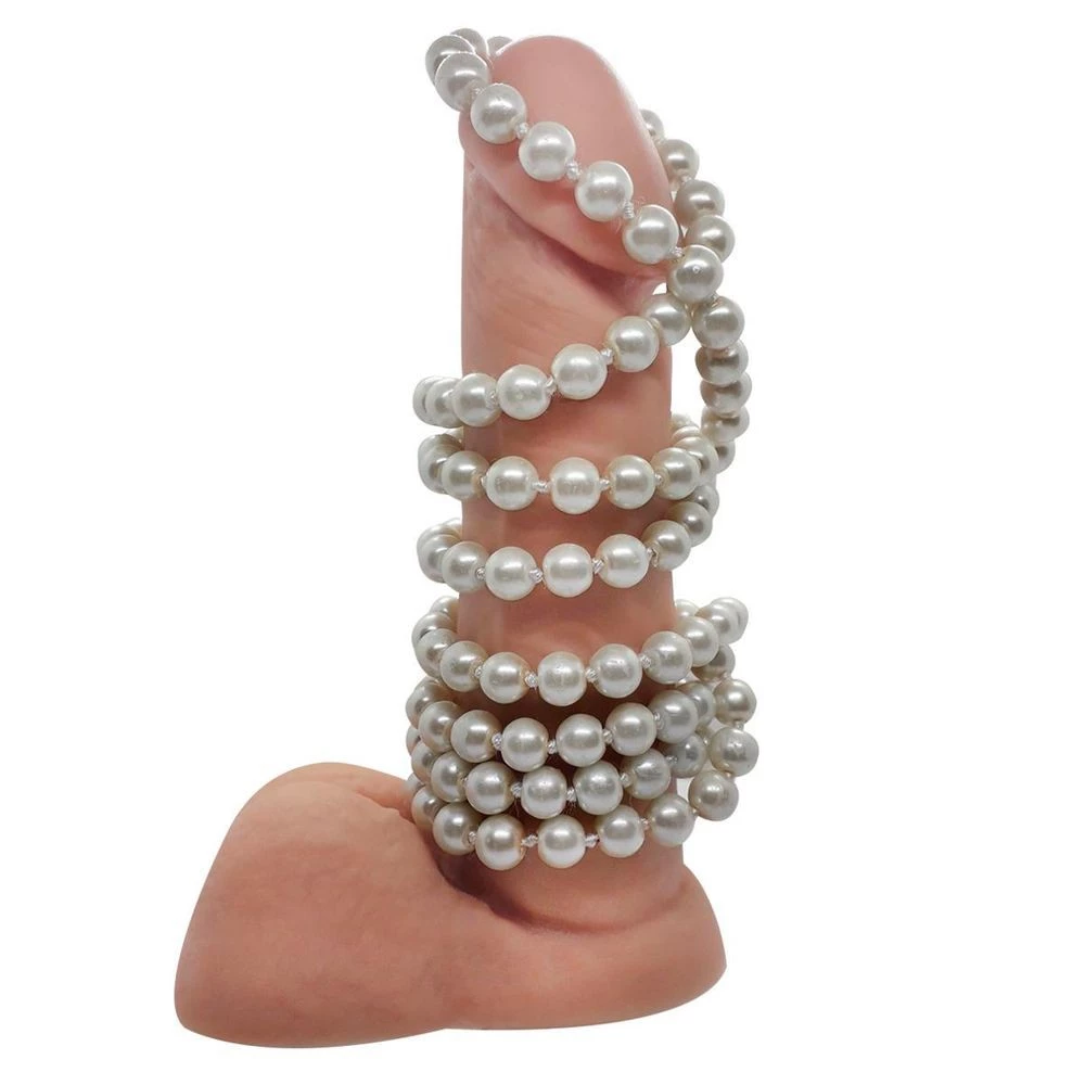 Colar Ajustável Pérolas Sintéticas Brancas para Massagem Intima