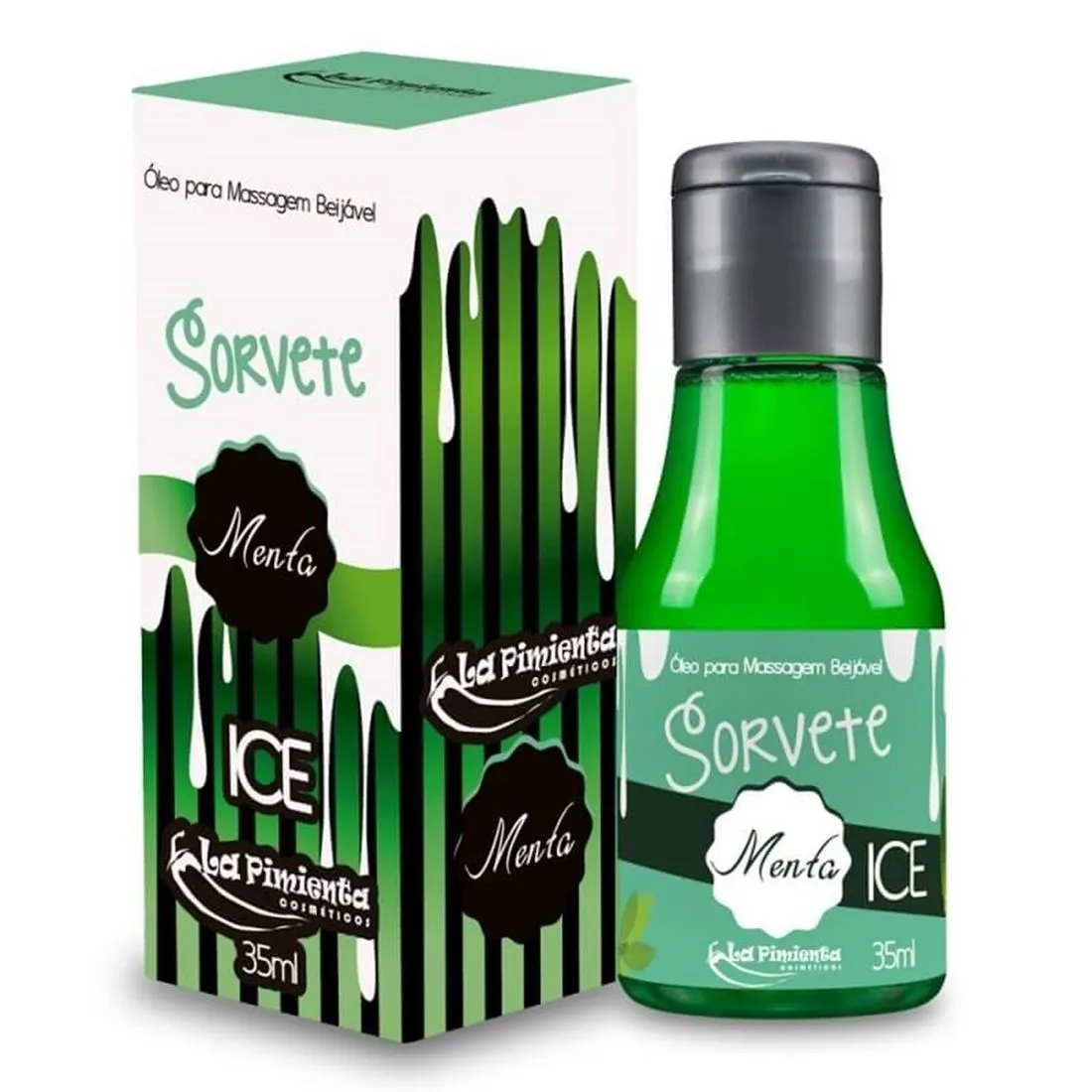Óleo Para Massagem Gelado e Beijável 35ml - Menta