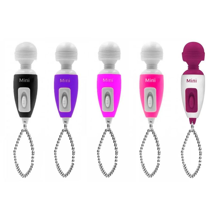 Mini Vibrador Chaveiro Silicone Rosa ou Roxo Resistente à Água