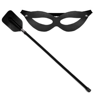 Kit Tiazinha Chicote Pequeno e Máscara Preto para Sedução