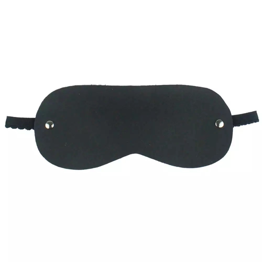 Tapa Olhos Em Couro Sintético Preto 8x20 cm Ajustável