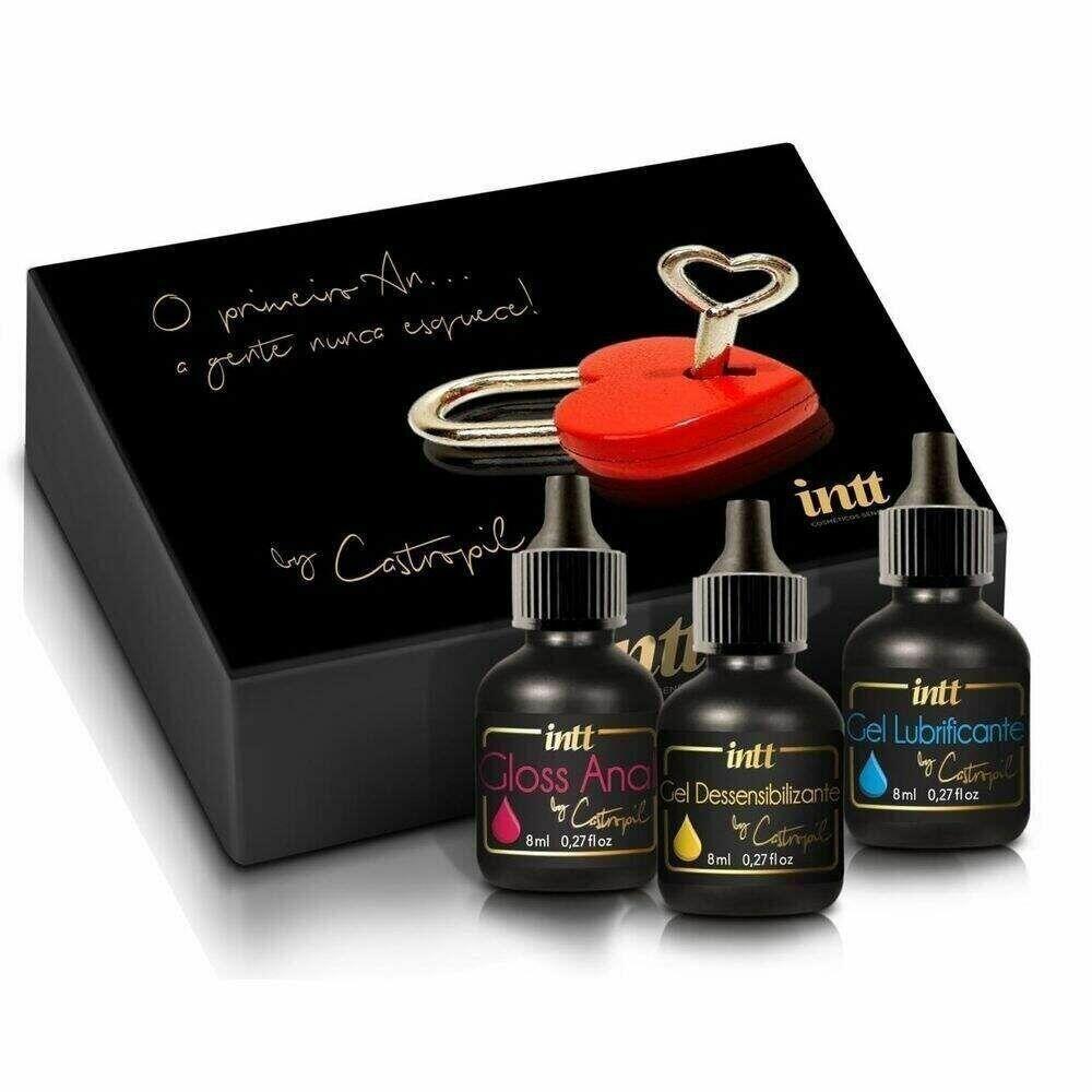 Kit Meu Primeiro Anal com 3 Produtos e Gel Lubrificante Blueberry