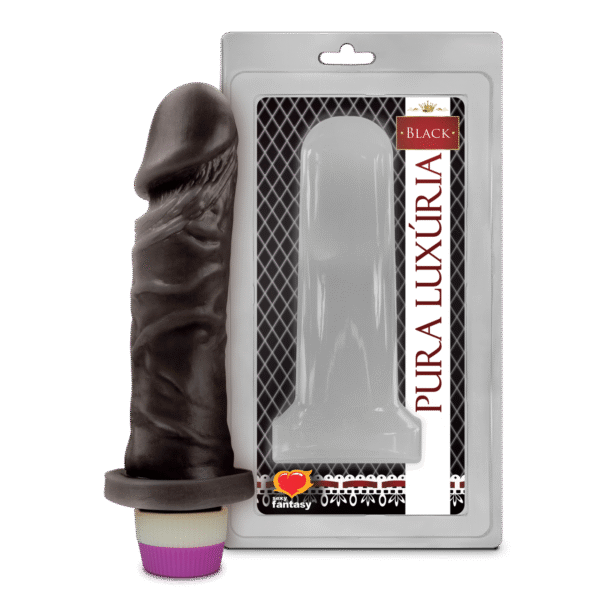 Prótese Vibratória Silicone Preta 15,3 cm x 4 cm com Vibração