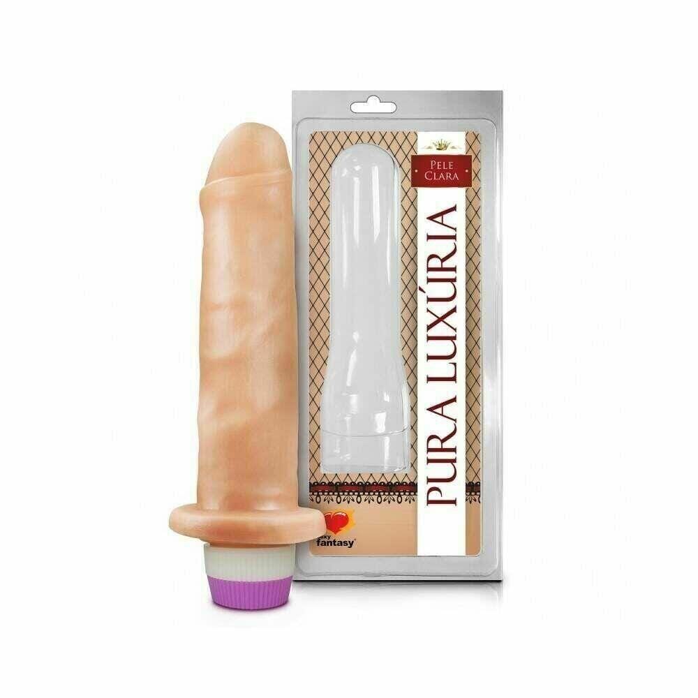 Prótese Realística Com Vibro 17,4 cm x 4,1 cm PVC Atóxico Pele