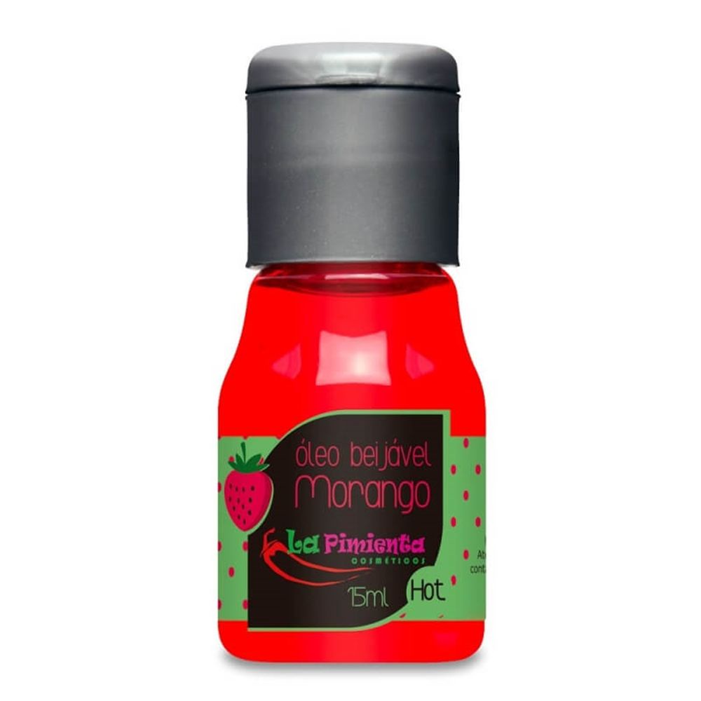 Óleo Beijável 15ML Morango Hot Sabor Suave e Sensação Quente