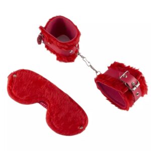 Kit Algema e Venda Pelúcia Vermelho para BDSM e Exploração