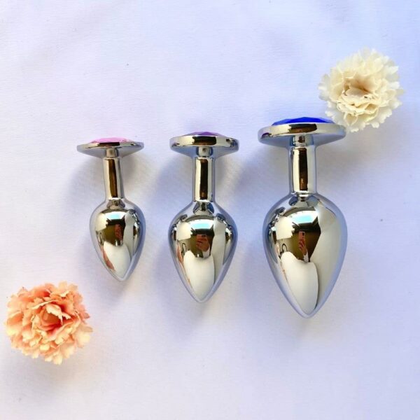 Plug Redondo Anal Metal Cromado Tamanho P, M e G - Imagem 2